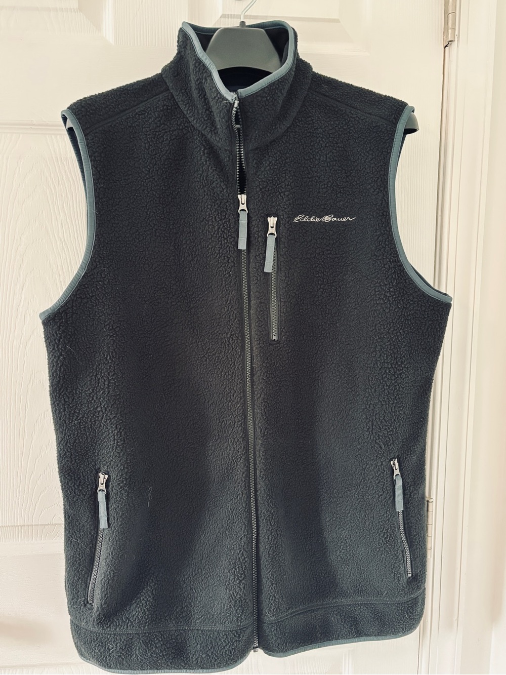 Men's Eddie Bauer Black Zippered Fleece Vest - Size Tall Large